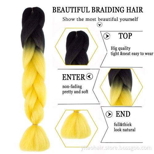 Jumbo Braiding Hair synthetic Ombre Braiding Hair 24 Inch High Temperature Crochet Braids Hair Extensions ombre yellow